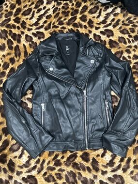 girls Black Faux Leather Moto Jacket